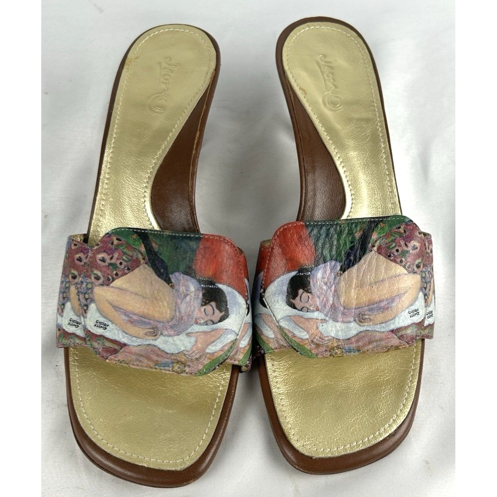 Vintage Icon Los Angeles Gustav Klimt Woman Portrait Heels Sz 7 B Art To Wear